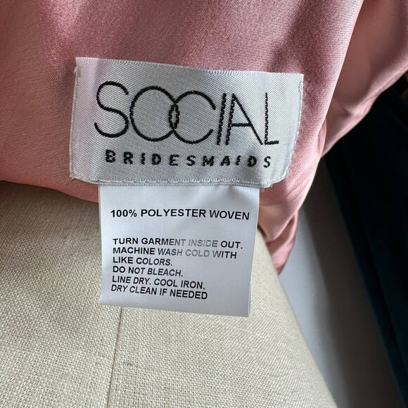 SOCIAL BRIDESMAIDS 8211 Asymmetrical One Shoulder Cowl Maxi Slip Dress Pink L - Picture 6 of 7